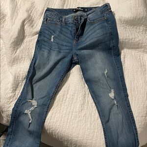 Distressed Blue Jeans Mid Rise